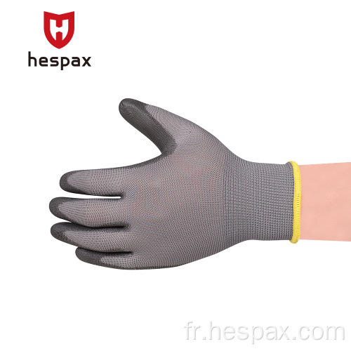 Gants en polyuréthane nylon noir de haute qualité de haute qualité